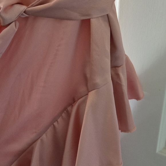 NWT Satin Frill Midi Wrap Dress, Rose, Size 12 - Picture 6 of 14